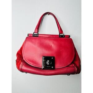 COACH Rustic Red Pebbled Leather Turnlock Closure Drifter Top Handle Hand Bag
